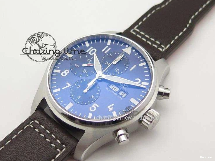 MIROTIME 1224 HighQuality Pilot Chrono 377714 “Le Petit Prince” ZF Best Edition Blue Dial On Brown Leather Strap A 7309
